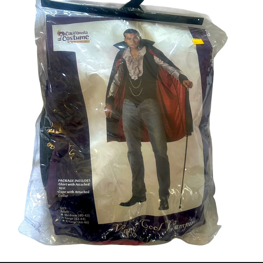 California Costume Men's 2-Piece Vampire Costume Size L Shirt/Vest & Cape/collar
